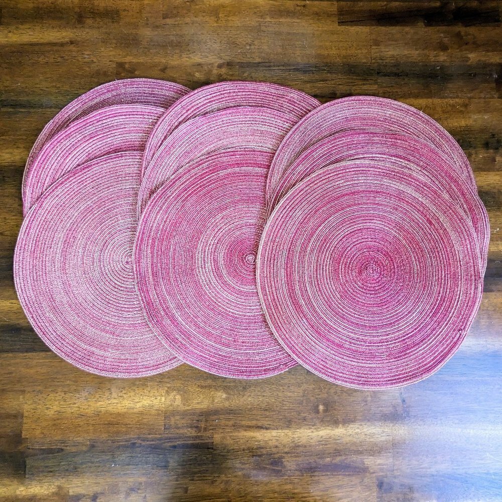 15" Spillproof Red Striped Round Placemat Set (x10) - Picture 2 of 4